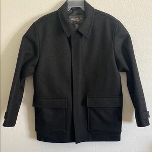 Eddie Bauer Men's Black Zippered/Snap Buttons Wool/ Nylon Jacket Size M